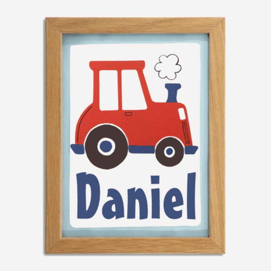 Boys Personalised Tractor Picture.