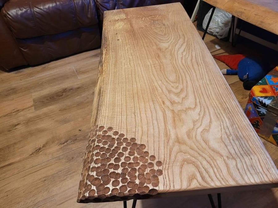Ash coffee table with dimple effect