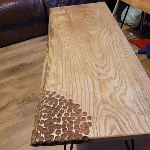 Ash coffee table with dimple effect