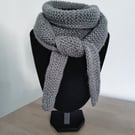 Soft Hand-knitted Grey Scarf 
