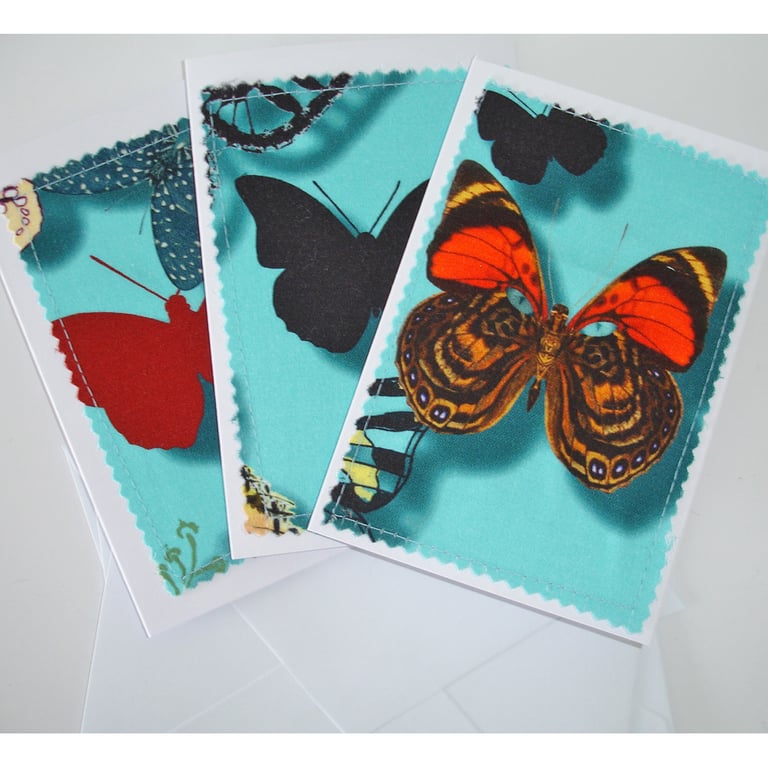 Butterfly Cards Blank Greetings Notelets x 3 Pack Butterflies