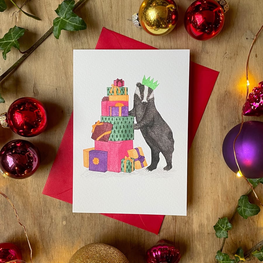 Christmas Badger Christmas Card