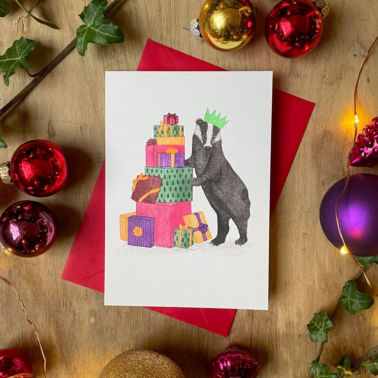 Christmas Badger Christmas Card