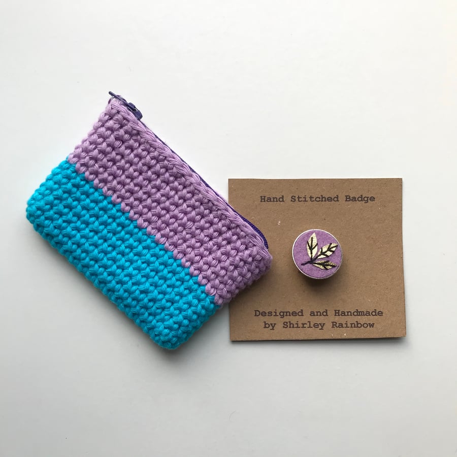 Crocheted Purse and Badge Gift Set