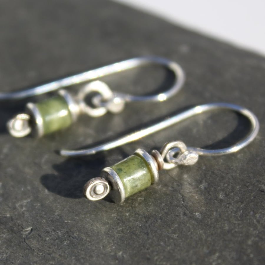 Reels  - silver and Jade earrings