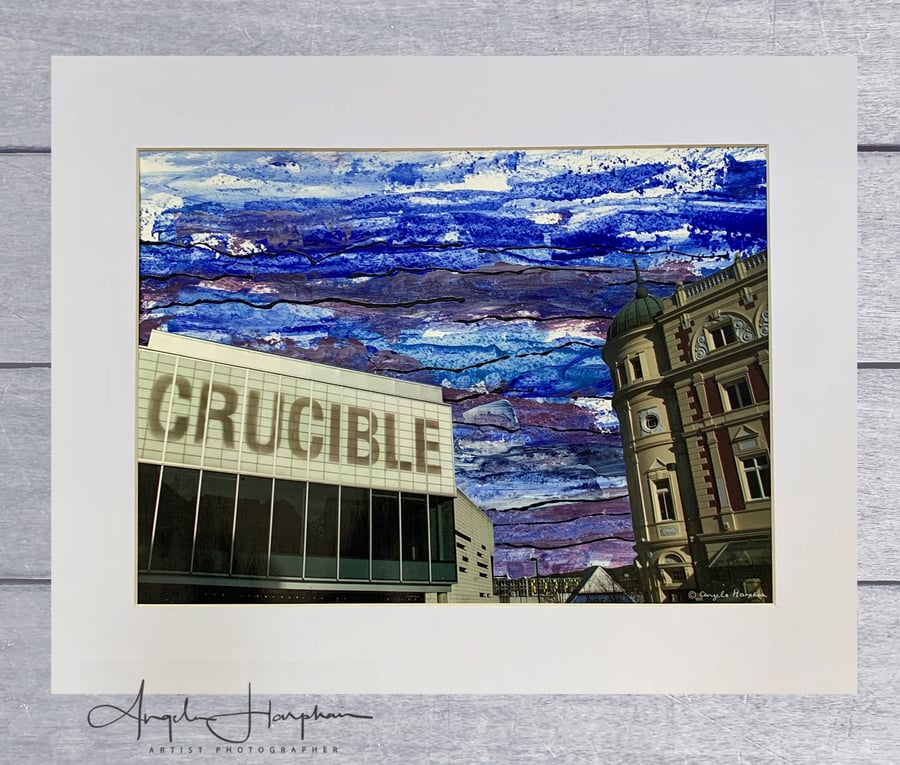 Mixed Media Acrylic with Photograph Combination - Crucible and Lyceum Sheffield