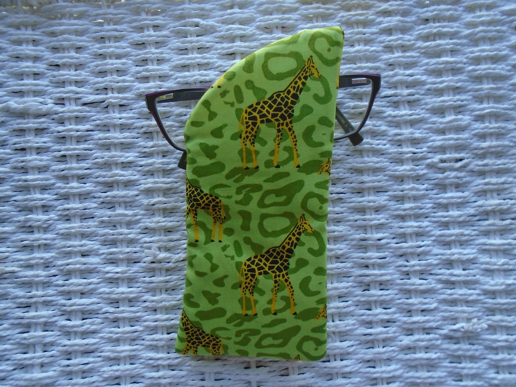 Lime Giraffe Glasses Case Lined & Padded 