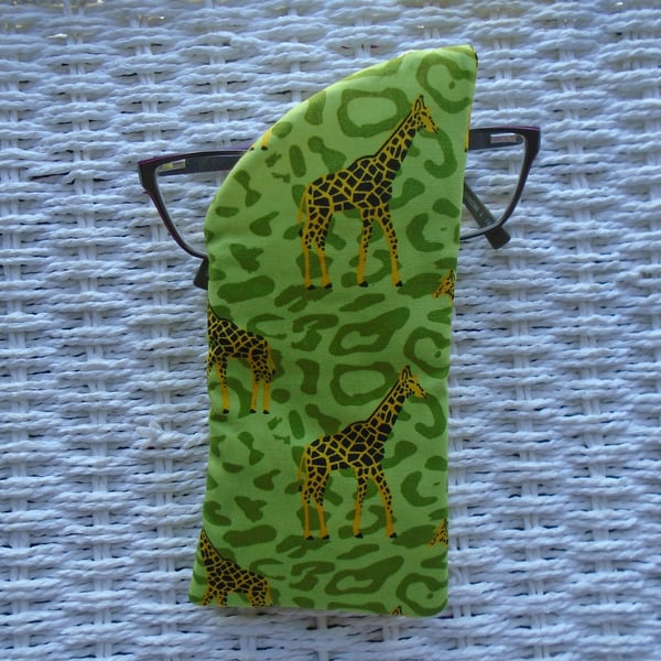 Lime Giraffe Glasses Case Lined & Padded 