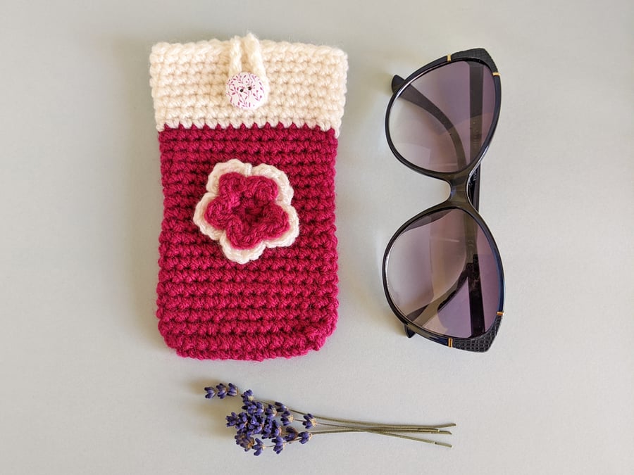 Sunglasses Glasses Case - Pink & Cream