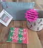 Don't Worry Be Happy Needlepoint Coaster Kit – Beginner Craft Kit
