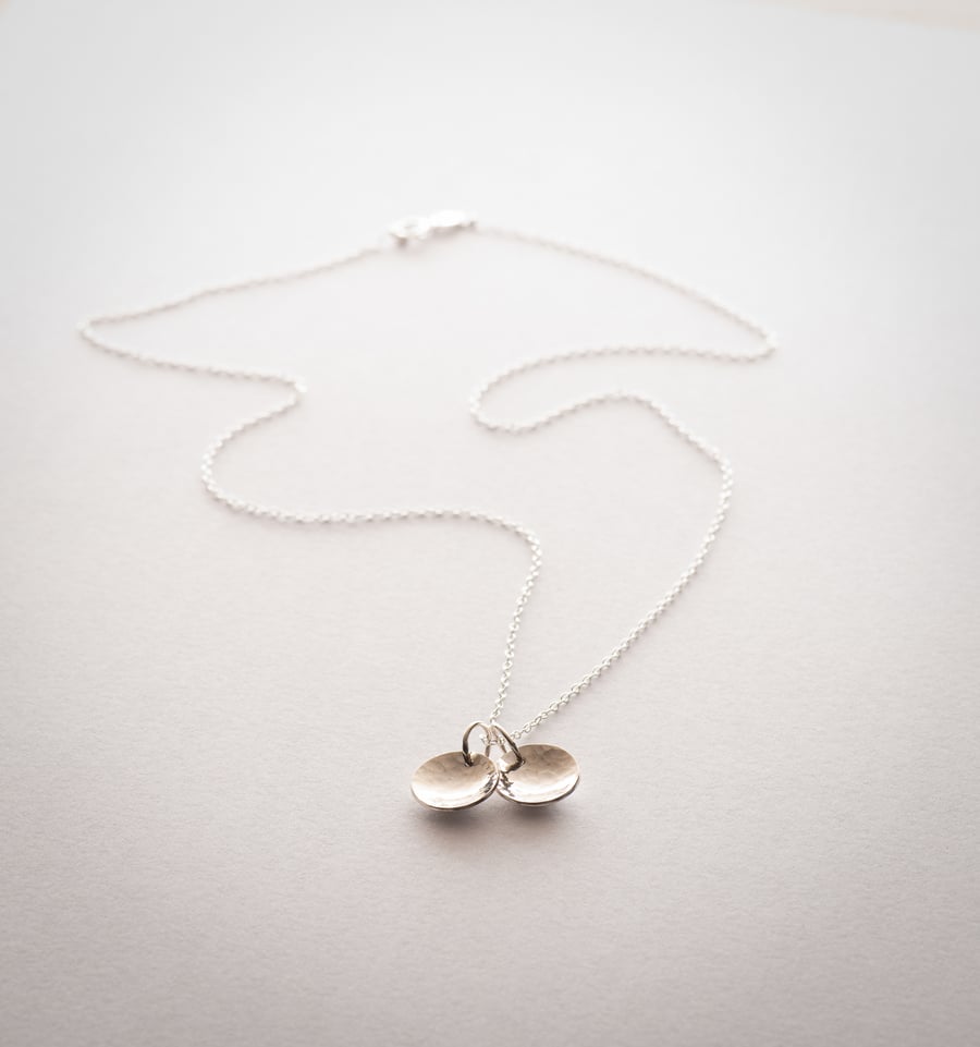 Hammered Initial Necklace Handmade from Sterling Silver