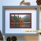 Autumn Forest Reflections, original landscape drawing, wall art