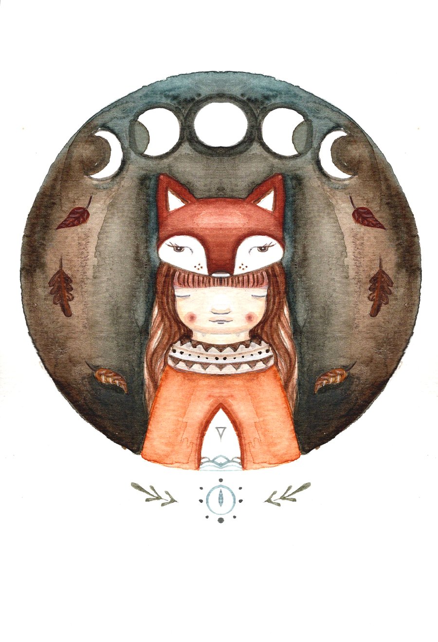 Fox girl A5 mounted limited edition print