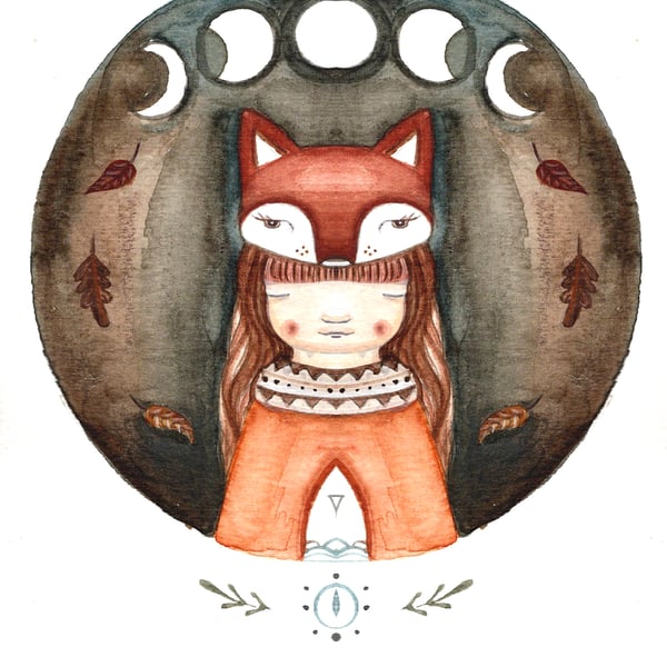 Fox girl A5 limited edition print