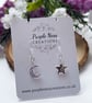 Sterling Silver Hammered Crescent Moon and Star Mismatched Earrings - Image 5