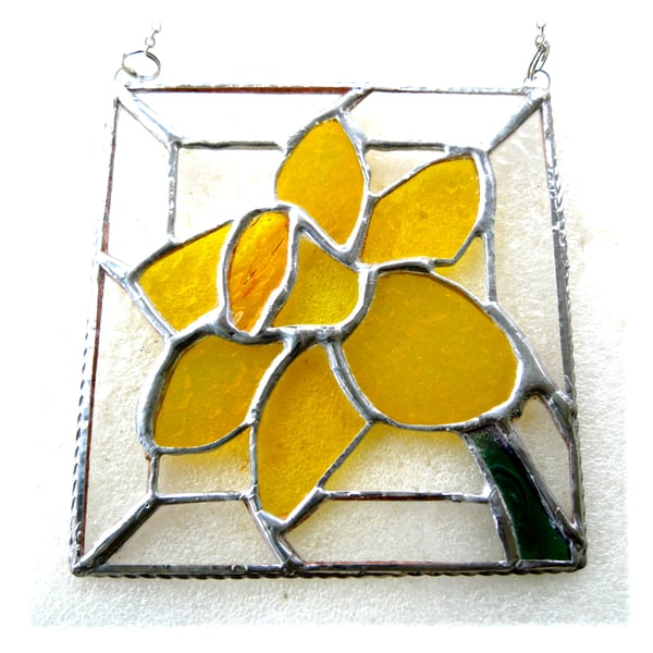 Daffodil Stained Glass Framed Suncatcher Spring Flower