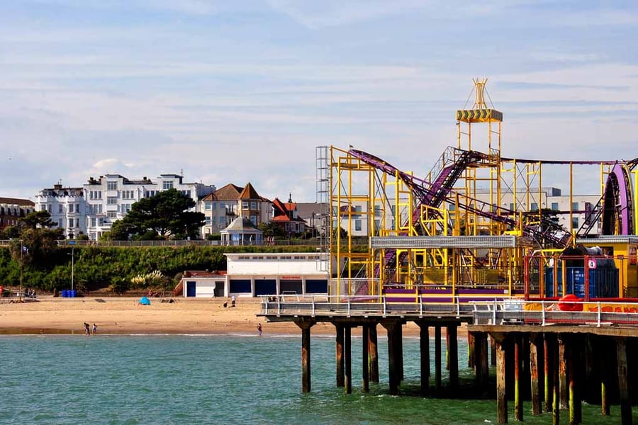 Clacton On Sea Pier And Beach Essex UK Photograph Print