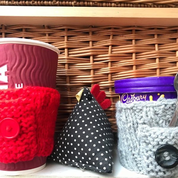Re usable coffee cup cosy ,ice cream cosy . Stocking filler .Secret Santa .