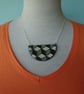 Bib necklace with geometric pattern grey green ceramic, Statement necklace - Image 1