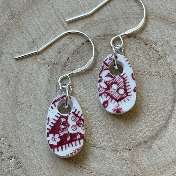 Handmade Ceramic Earrings One of a Kind Sterling Silver Eco Friendly Gifts