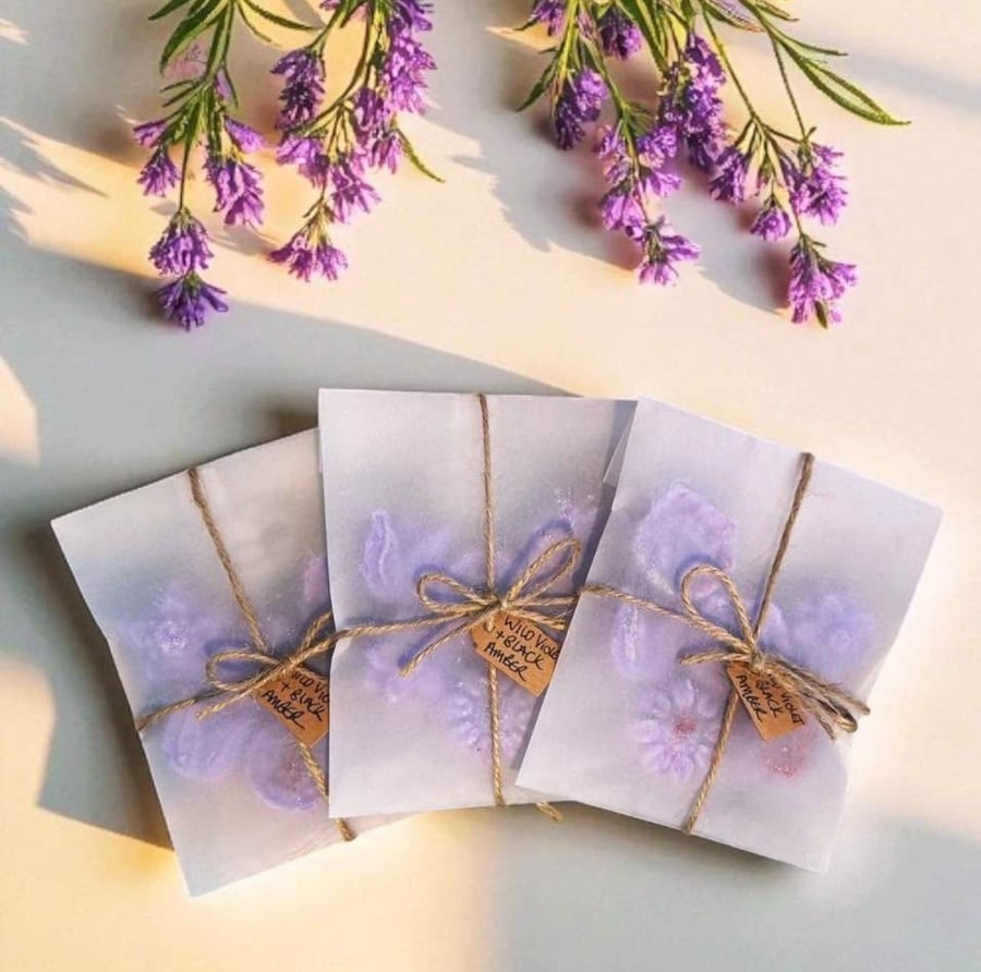 6 Assorted Flower Shaped Soy Wax Melts Hand Poured