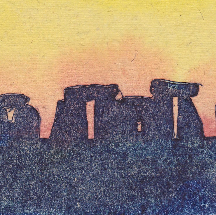 Stonehenge Sunset One-Off Collagraph Print Wit... - Folksy