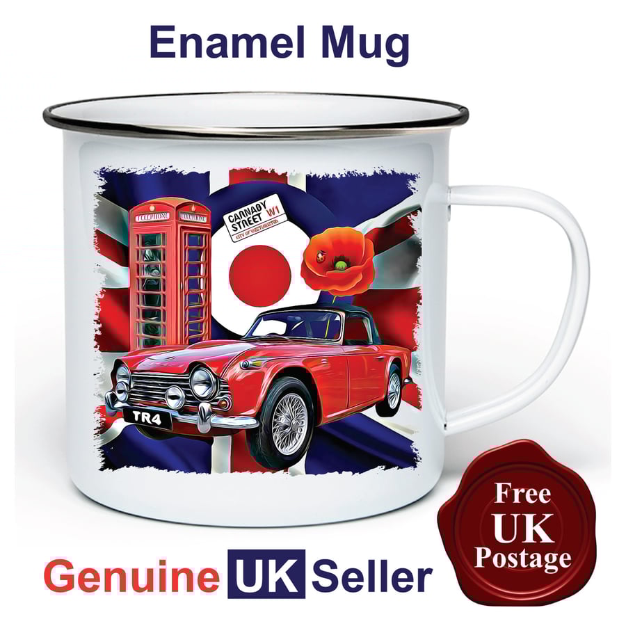 Triumph TR4 Mug, Camping Mug, Hiking Mug, Fishing Mug, Outdoor Mug, Triumph TR4 