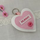 Personalised Felt Heart Keyrings, Handmade Mothers Day Gift, Mum Keyring