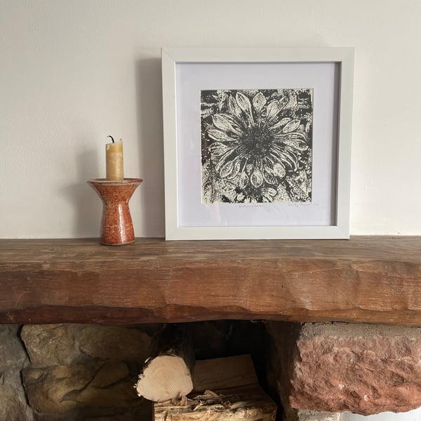 India Ink Drawing of Echinacea Framed