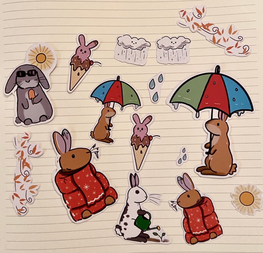 Weather bunnies art stickers