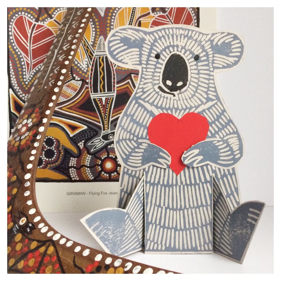 Koala 3D Charity Valentine Card Hand Printed