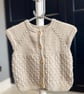 Hand-Knitted Baby Sleeveless Cardigan Vest with Textured Pattern – Oatmeal Beige