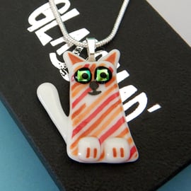 Handmade Fused Glass 'Cat' Pendant