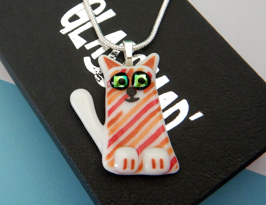 Handmade Fused Glass 'Cat' Pendant