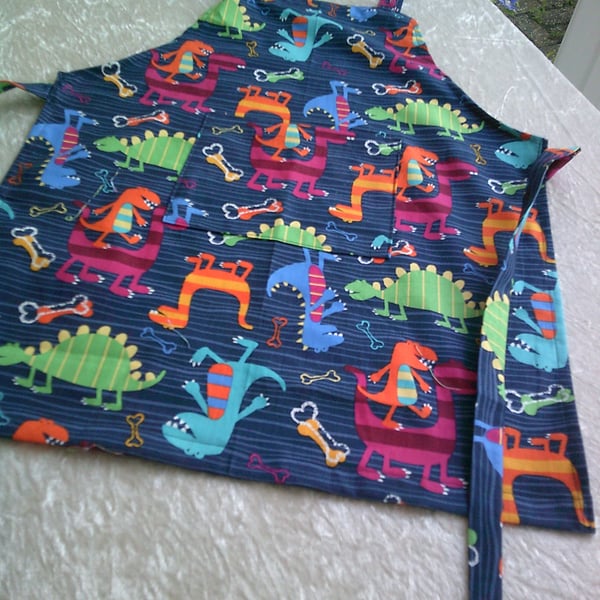 Dinosaurs on Navy Blue Child's Apron