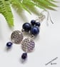 Blue Jasper & Faceted Crystal Silver Plated Long Dangle Earrings  - Image 3