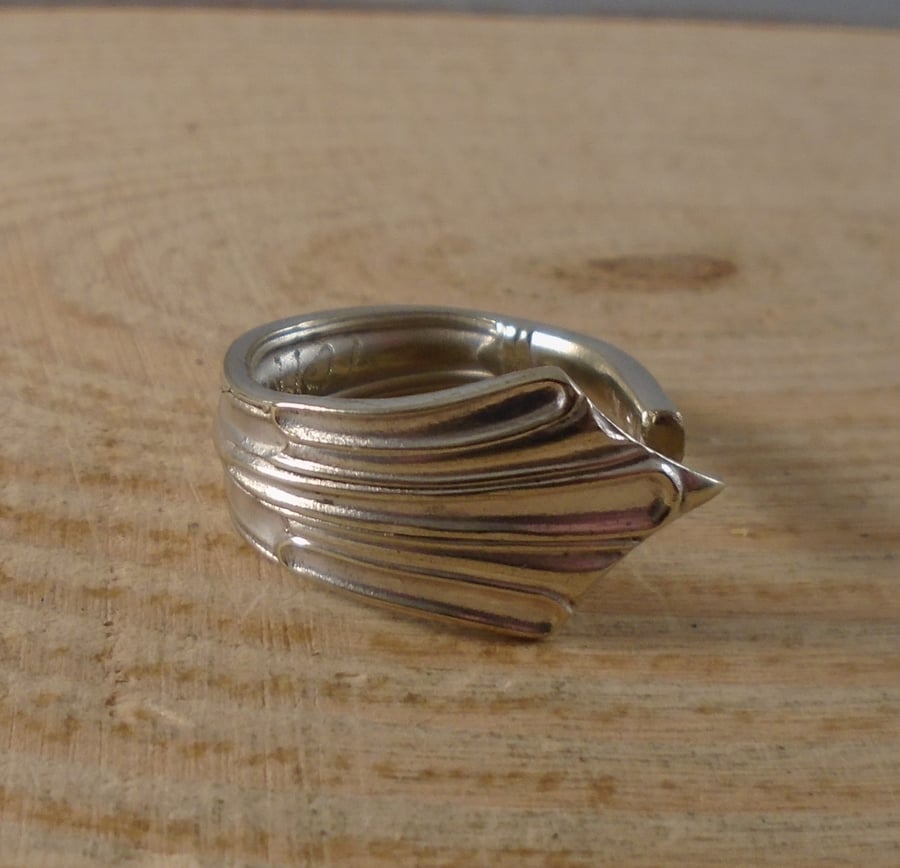 Upcycled Silver Plated Fan Spoon Handle Ring SPR101904