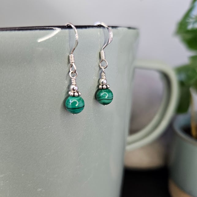 Malachite and Sterling Silver Earrings