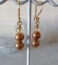 GOLD PEARL  AND CHAMPAGNE EARRINGS - - FREE SHIPPING  - Image 3