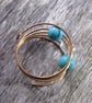 Turquoise Howlite Rose Gold Memory Wire Ring, Turquoise Ring - Image 4