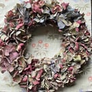 Dried Hydrangea Wreath. Handmade. 30cm Diameter 