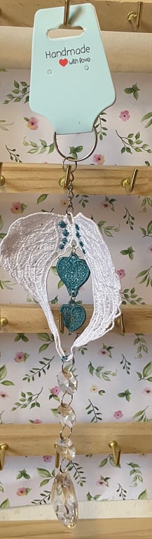 Freestanding Lace Angel Wings – Grief-Inspired Rainbow Sun Catcher Keyring