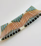 Fused glass strip-cut patterned decorative dish, amber waves - Image 4