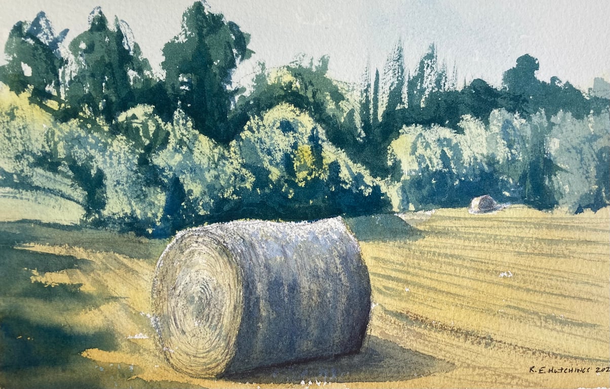 Haybale study Skelton en plein air (Original Watercolour)
