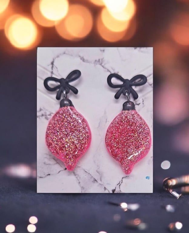 Sparkly Christmas lights bauble dangly Earrings 