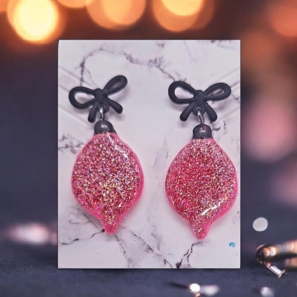 Sparkly Christmas lights bauble dangly Earrings 