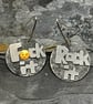 Playful Oxidised Sterling Silver Earrings: “F-ck it Rock it” disks