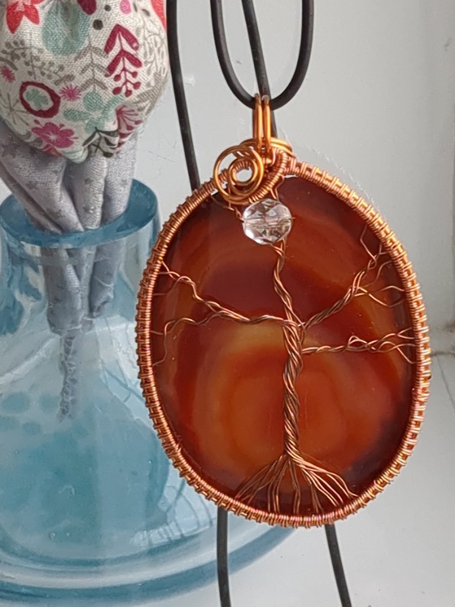 Quartz and Copper wire wrapped pendant 