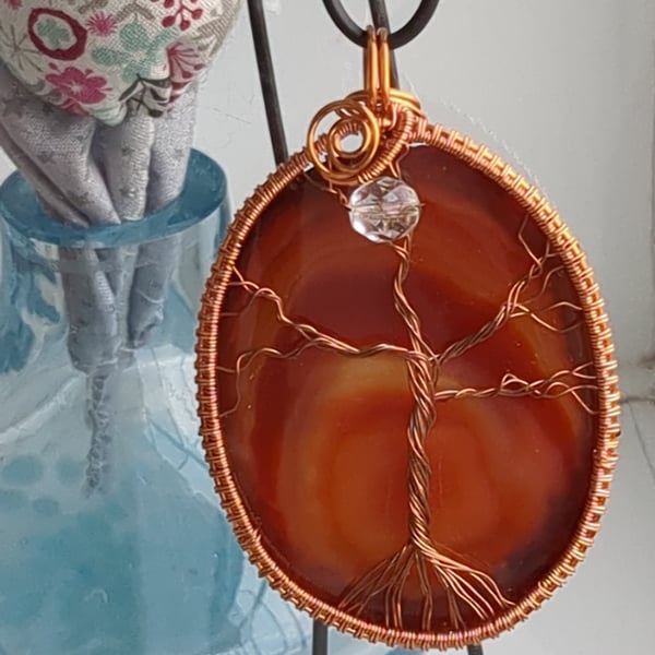 Quartz and Copper wire wrapped pendant 