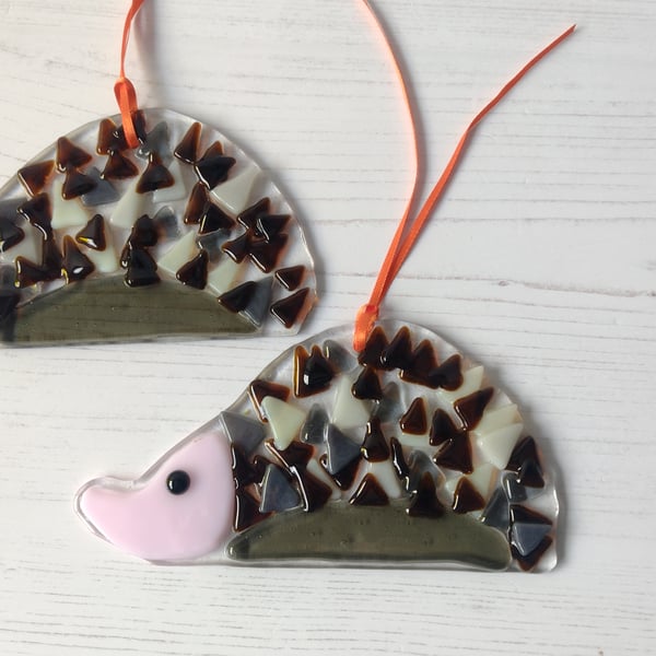 Hedgehog Fused glass suncatcher